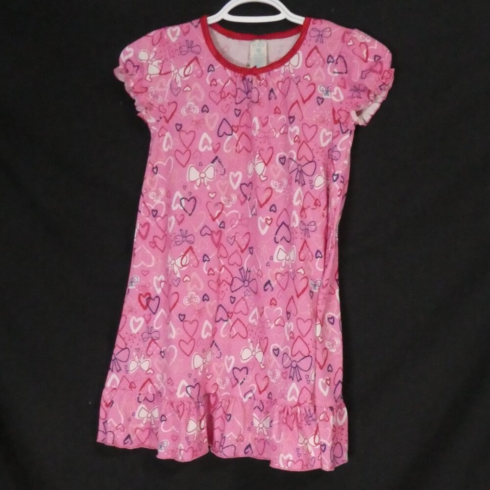 CHILDREN'S PLACE | medium (7-8) | Pink Short Sleeve Heart Print Dress